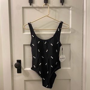 Karl Lagerfeld sunglass aviator print one piece bathing suit